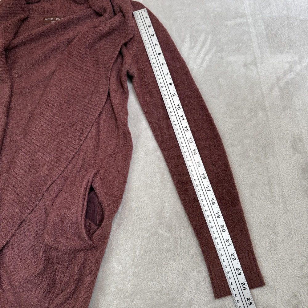 Barefoot Dreams Cardigan Sweater Womens XS/S Berry CozyChic Lite Knit Open - Picture 12 of 12